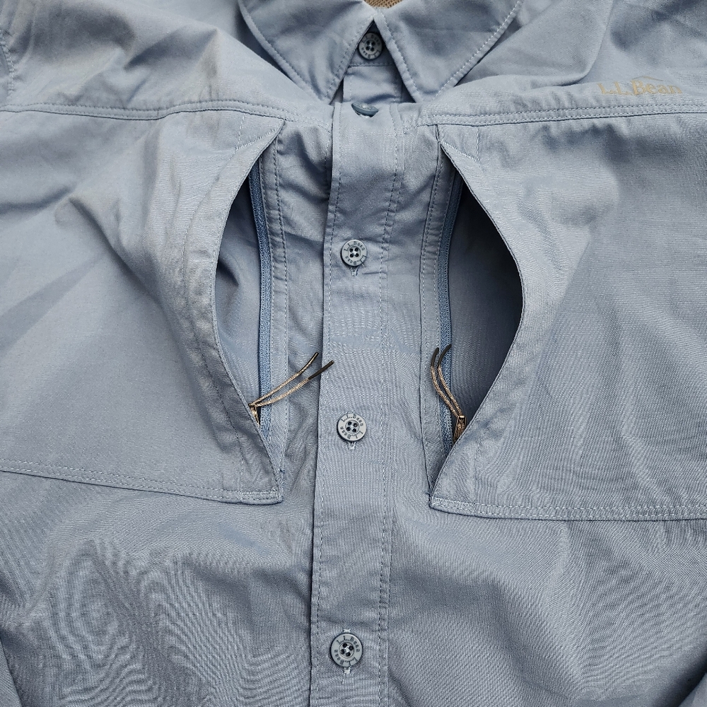 L.L. BEAN Men's‎ Long Sleeve Vented Tropicwear Outdoor Shirt Large Blue Neutral - Picture 12 of 14